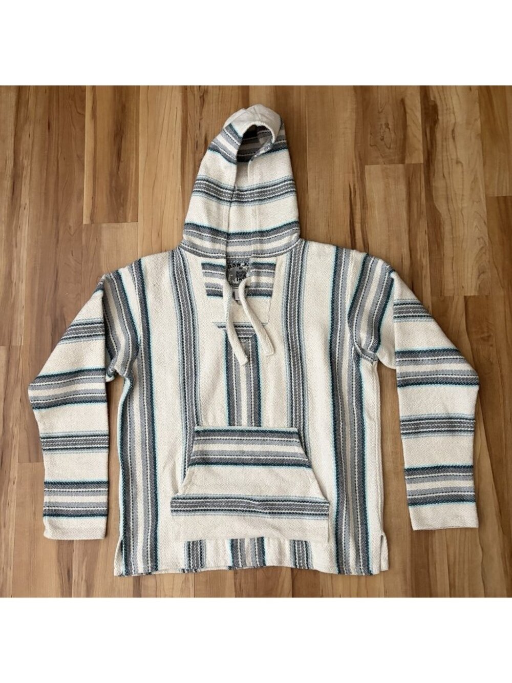 Ron Jon Original Senor Lopez Hoodie Poncho Baja Drug Rug Medium Beige Stripe